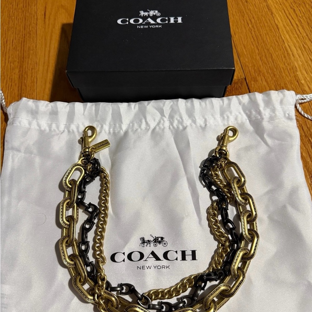Coach Gold and Black Chain Triple Layer Bag Charm